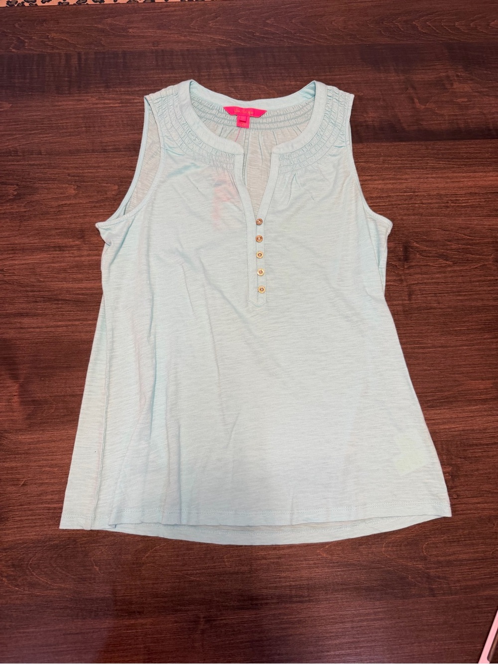 Lilly Pulitzer Pale Aqua Sleeveless Henley Tank